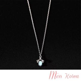 【MISS KOREA】韓國設計迷你螢火蟲仿月光石鑲嵌設計項鍊(螢火蟲項鍊 月光石項鍊)