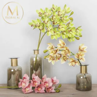 【Floral M】居家輕奢高級蝴蝶蘭魅力橘仿真花花材1入組(人造花/仿真花/假花/花藝DIY/裝飾花材)