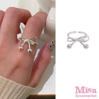 【MISA】韓國設計極簡飄帶蝴蝶結造型戒指 開口戒(極簡戒指 飄帶戒指 蝴蝶結戒指)