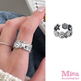 【MISA】韓國設計趣味塗鴉薑餅人造型開口戒 戒指(塗鴉戒指 薑餅人戒指)