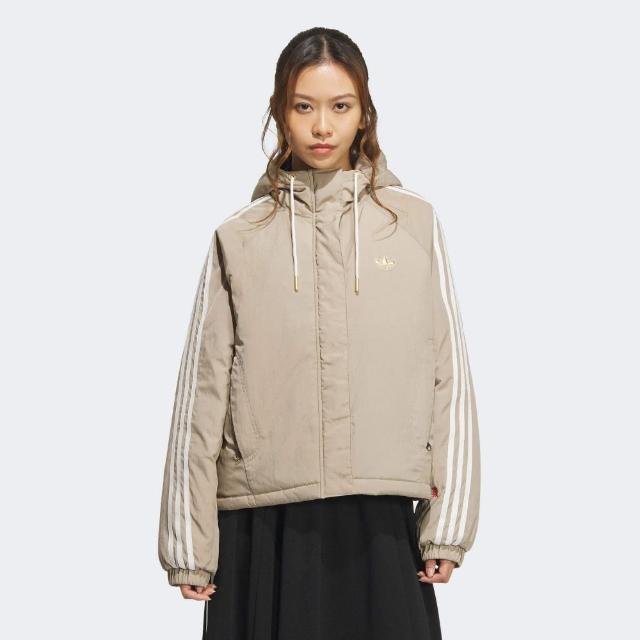 【adidas 愛迪達】外套 女 運動連帽外套 保暖 CNY新年 三葉草 亞規 LNY W JACKET PA 奶茶色 KA5314