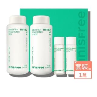 【innisfree】綠茶玻尿酸化妝水乳液保濕4件組(國際航空版)