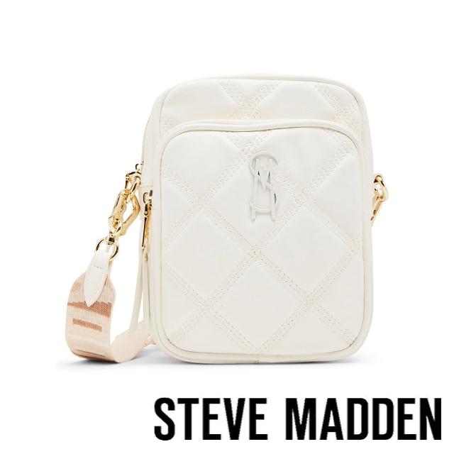 【steve madden】BDRAKEE 雙層菱格紋寬帶斜背包(白色)