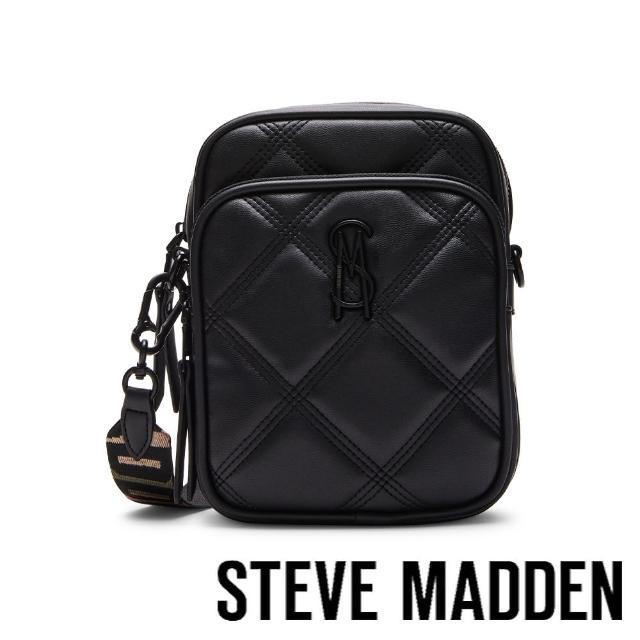 【steve madden】BDRAKEE 雙層菱格紋寬帶斜背包(黑色)