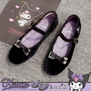 【Ann’S】Ann’S X Sanrio三麗鷗 酷洛米聯名 蝴蝶結可拆2WAY絨布平底娃娃鞋瑪莉珍(黑)