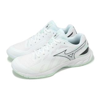 【MIZUNO 美津濃】羽球鞋 Wave Fang EL 2 男鞋 寬楦 白 綠 回彈 止滑 室內運動 羽排鞋 美津濃(71GA2423-15)