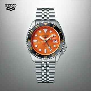 【SEIKO 精工】5 Sports GMT兩地時間機械錶/橙橘42.5mm(SSK005K1/4R34-00A0U)