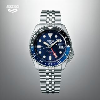 【SEIKO 精工】5 Sports 廣告款 GMT 兩地時區機械錶/藍42.5mm(SSK003K1/4R34-00A0B)