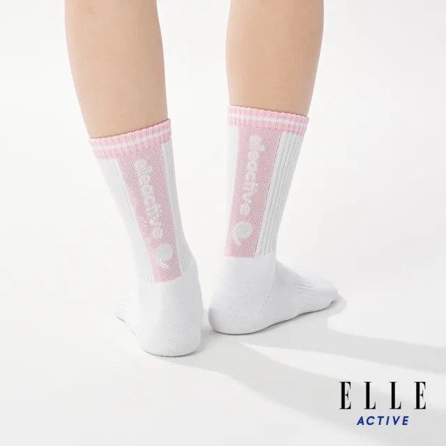 【ELLE ACTIVE】男女適穿 運動休閒中筒襪-粉色(EA24M2FS201#72)