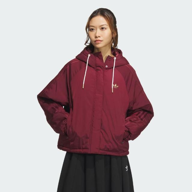 【adidas 愛迪達】外套 女 運動連帽外套 三葉草 亞規 LNY W JACKET PA 紅 KA5313
