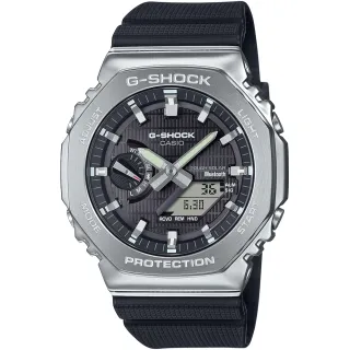 【CASIO 卡西歐】G-SHOCK 太陽能藍牙 金屬八角防護構造雙顯錶 情人節 禮物(GBM-2100-1A/速)