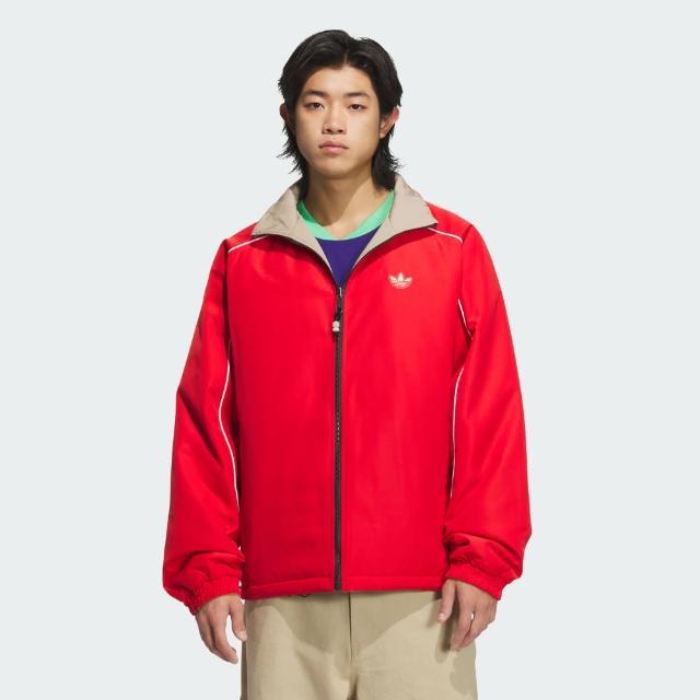 【adidas 愛迪達】外套 男 運動立領外套 雙面 三葉草 亞規 LNY REV JACKET 紅卡其 KA0822