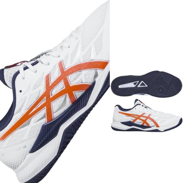 【asics 亞瑟士】GEL-TACTIC 12 2E 男款 寬楦 排球鞋(1073A071-102 白 橘 亞瑟膠 室內球場鞋)