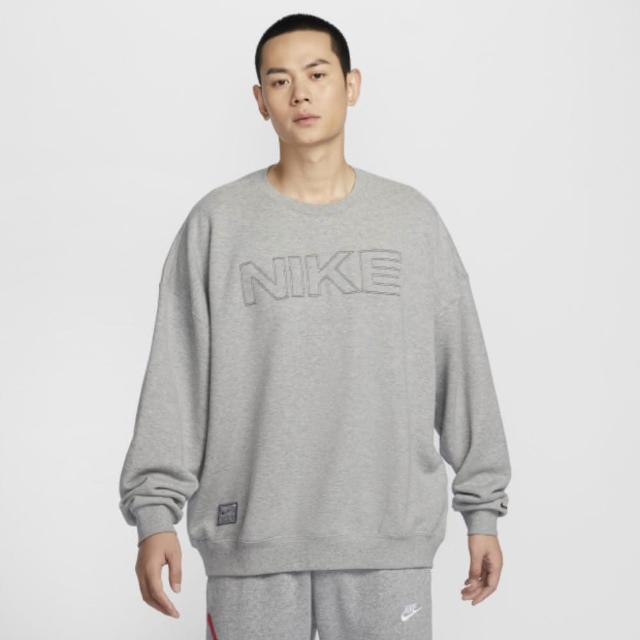 【NIKE 耐吉】長袖上衣 男 大學T 寬鬆版型 毛圈布 AS M NK CLUB FT OS CREW GCEL 灰 HV8225-063