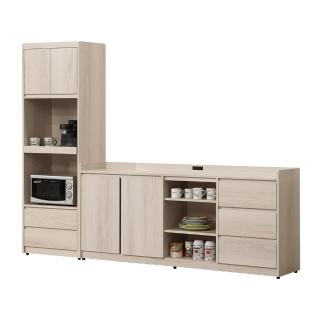【唯熙傢俱】凱瑟琳橡木白8尺L型餐櫃(餐廳 餐櫃 多用途餐櫃 收納櫃 置物櫃 碗盤櫃)