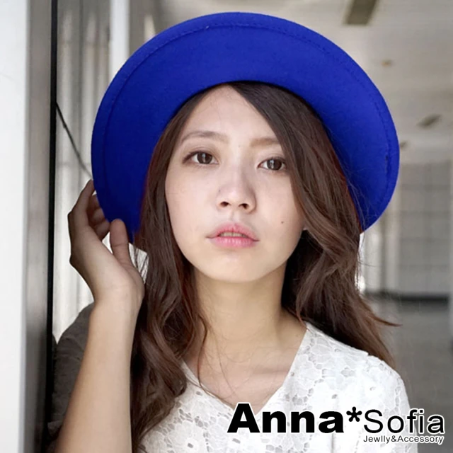 AnnaSofiaAnnaSofia 買一送一 硬式禮帽毛呢寬簷紳士帽-韓潮中性 現貨(寶藍)