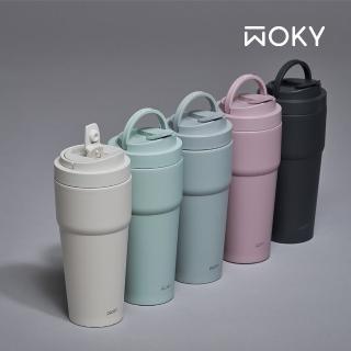 【WOKY 沃廚】渾圓杯750ml+AURA不銹鋼馬克杯600ml(隨行杯/吸管杯/保溫杯瓶/保冰杯瓶/水壺)