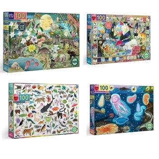 【美國 eeBoo 桌遊】100pc Puzzle 兒童桌遊拼圖H1.(幼兒童孩童小孩100片拼圖 -四款可選)