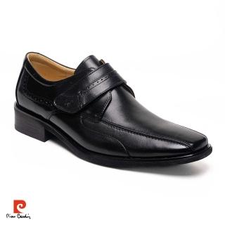 【pierre cardin 皮爾卡登】-官方直營-男款-商務職人魔鬼氈款真皮鞋-黑