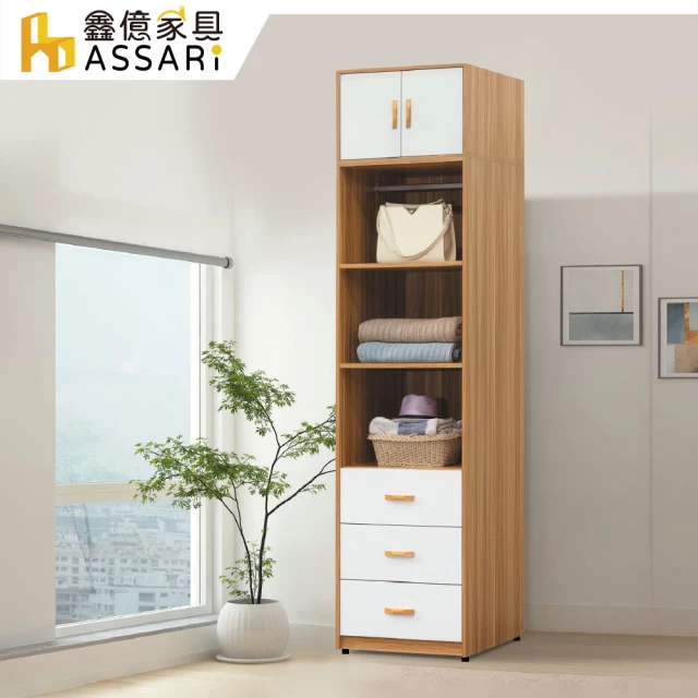 ASSARI 溫妮雙色2尺三抽衣櫃(寬60x深60x高198