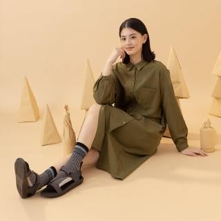 【MOSS CLUB】幸運餅乾兔長版多釦長袖上衣洋裝(紅 綠)