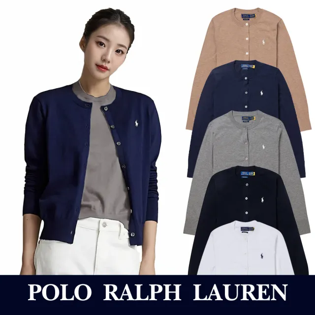 【RALPH LAUREN】RL POLO 經典刺繡小馬開襟針織外套-女-多色組合 上衣(保暖舒適/平輸品/)