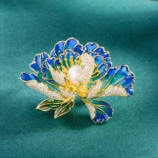 【Paiya 派亞】淡水珍珠流彩牡丹花胸針微鑲鋯石別針外套禮物胸花