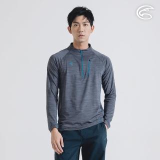 【ADISI】男半門襟雲彩紗透氣快乾保暖上衣 AL2421033 鐵灰 S-3XL(磨毛 輕量 排汗 速乾 彈性)