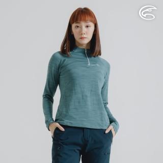 【ADISI】女半門襟雲彩紗透氣快乾保暖上衣 AL2421034 青瓷綠 S-2XL(磨毛 輕量 排汗 速乾 彈性)