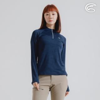 【ADISI】女半門襟雲彩紗透氣快乾保暖上衣 AL2421034 深藍 S-2XL(磨毛 輕量 排汗 速乾 彈性)