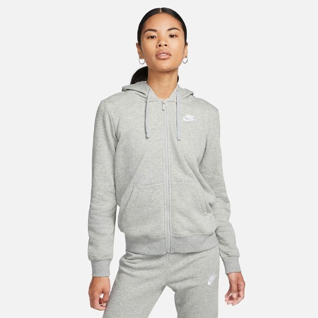 【NIKE 耐吉】外套 女 運動連帽外套 刷毛 AS W NSW CLUB FLC FZ HOODIE ST 灰 DQ5472-063