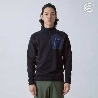 【ADISI】男Power Stretch pro半門襟保暖上衣 AL2421003 極限黑 M-2XL(刷毛 四面彈性 吸濕 快乾 透氣)