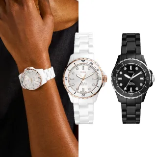 【FOSSIL 官方旗艦館】FB-01系列 清新水鬼女錶 陶瓷錶帶 手錶 35MM 雙12限定(2色可選)