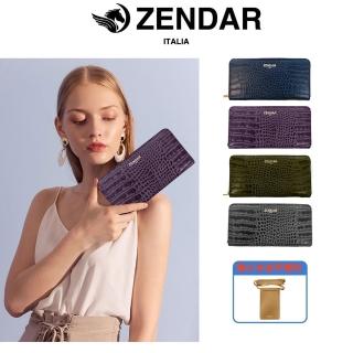 【ZENDAR】限量1折 頂級小牛皮長夾短夾皮夾 全新專櫃展示品(買一送一手機包 母親節/送禮/交換禮物/現貨)