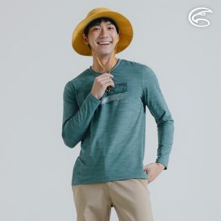 【ADISI】男圓領圖騰雲彩紗透氣快乾保暖上衣 AL2421035 青瓷綠 M-3XL(磨毛 輕量 排汗 速乾 彈性)