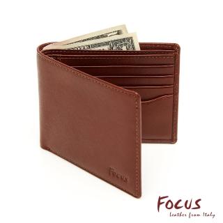 【FOCUS】真皮包包 經典原皮簡約8卡左右翻男短夾FTB2205(義大利植鞣革/頭層牛皮)