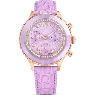 【SWAROVSKI 施華洛世奇】Octea Chrono計時手錶-37mm紫 端午 送禮 自用(5690804)