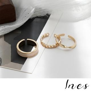 【INES】韓國設計個性冷淡風極簡素圈3件套戒指套組(極簡戒指 素圈戒指)