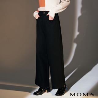 【MOMA】俐落都會羊毛毛呢寬褲(黑色)