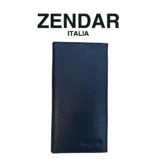 【ZENDAR】臺灣總代理 限量1折 頂級小牛皮極光紋18卡對開長夾 卡特系列 全新專櫃展示品(黑色 送禮盒提袋)