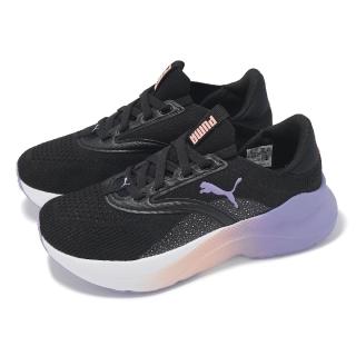 【PUMA】慢跑鞋 Softride Mayve BlurryDreams JR 大童 女鞋 黑紫橘 襪套 針織(401218-02)