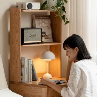 【hoi! 好好生活】源氏木語布拉格橡木原木色二抽書桌0.8M+置物架 Y84X10