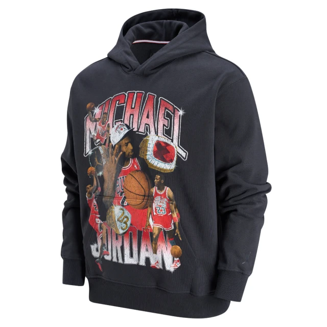 NIKE 耐吉NIKE 耐吉 長袖上衣 男 帽T AS M J FLIGHT GFX FLC PO 黑 HJ4397-045