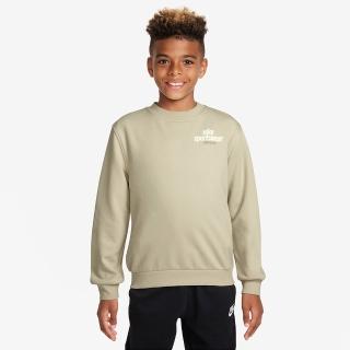 【NIKE 耐吉】長袖上衣 大童 男女童 K NSW CLUB FT LS TOP FMLY -PD 卡其 HJ2674-234