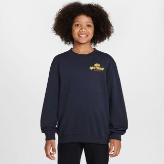 【NIKE 耐吉】長袖上衣 大童 男女童 K NSW CLUB FT LS TOP FMLY -PD 藍 HJ2674-451