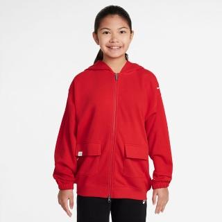 【NIKE 耐吉】外套 大童 女童 運動連帽外套 G NSW DF FLC OVRSZD HDY DNCE 紅 FZ5549-657