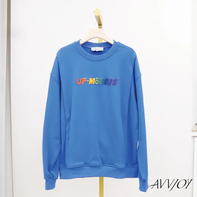 【AVVJOY 艾薇卓爾】Logo漸變克萊因藍色衛衣(上衣 T恤 大學T 長袖t 長袖t恤 G52327-2055)