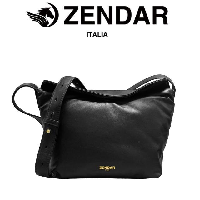 【ZENDAR】限量1折 超柔軟頂級小羊皮肩背包側背包 多麗絲系列 全新專櫃展示品(黑色)