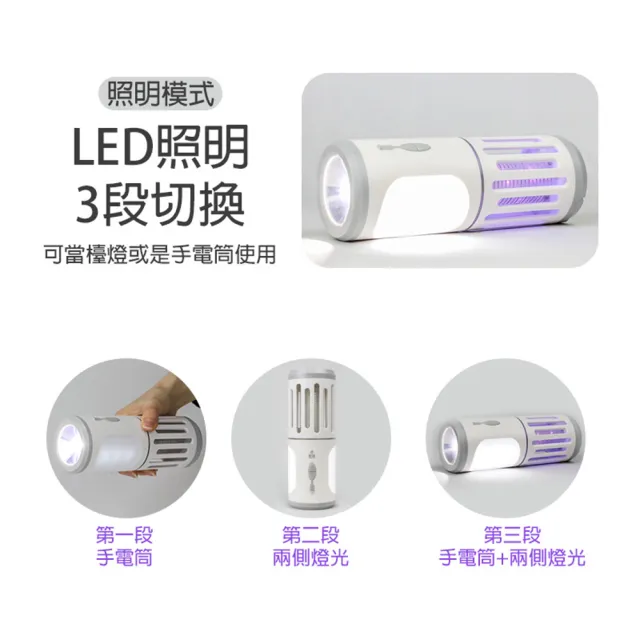 【勳風】充電式多功能手電筒捕蚊燈/USB露營照明小夜燈(HF-D226U)