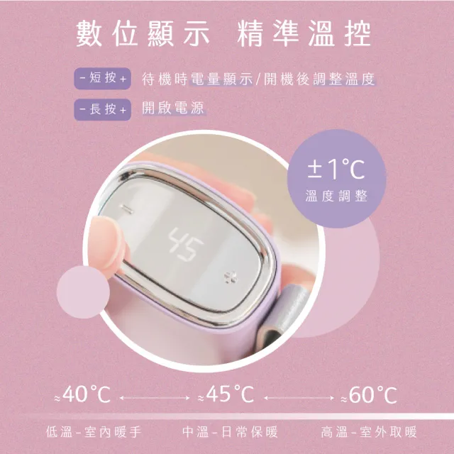 【KINYO】智能溫控暖暖寶 瞬熱暖手寶 電暖蛋 Type-C充電(HDW-6885)